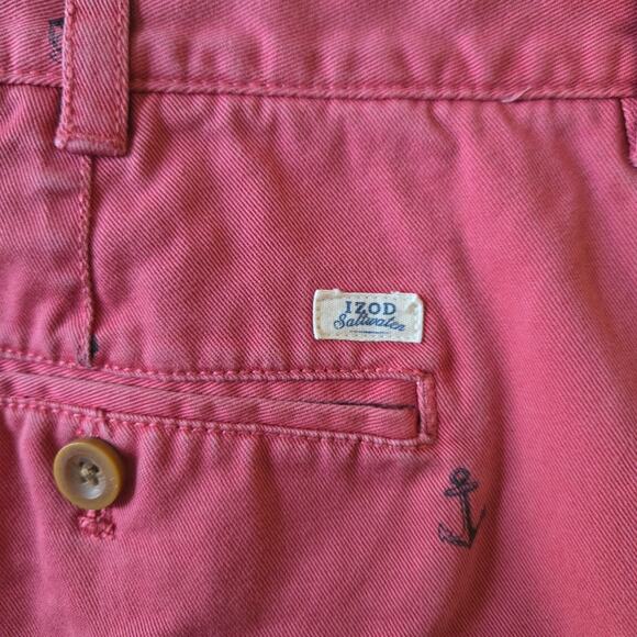 Izod Saltwater Anchor Print Shorts - Men's Size 36 Reddish Pink 10" inseam - Picture 5 of 5
